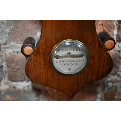 788 - Geo Fagioli, 3 Gt. Warner St, London, a Victorian rosewood barometer with engraved silvered dial, le... 