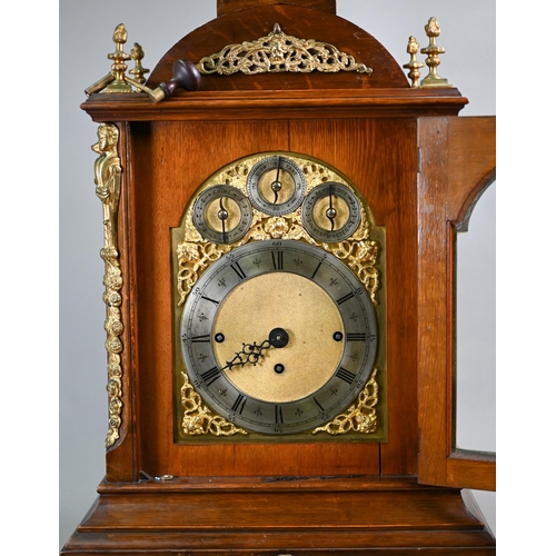 791 - A monumental gilt metal mounted triple fusee table clock, the arched gilt dial with silvered Roman N... 