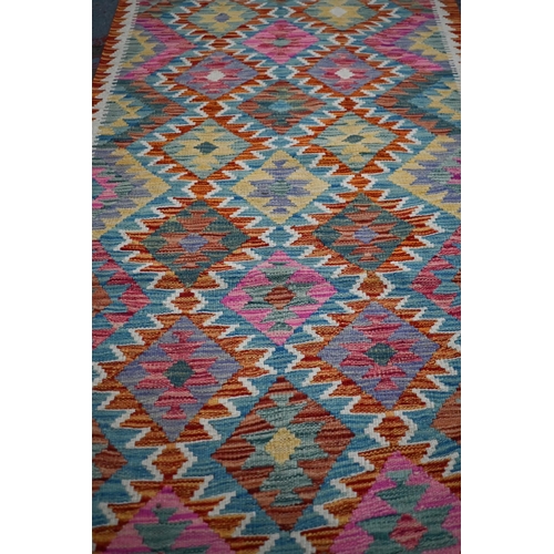 908 - A long Turkish Anatolian kelim runner, 399 x 81 cm