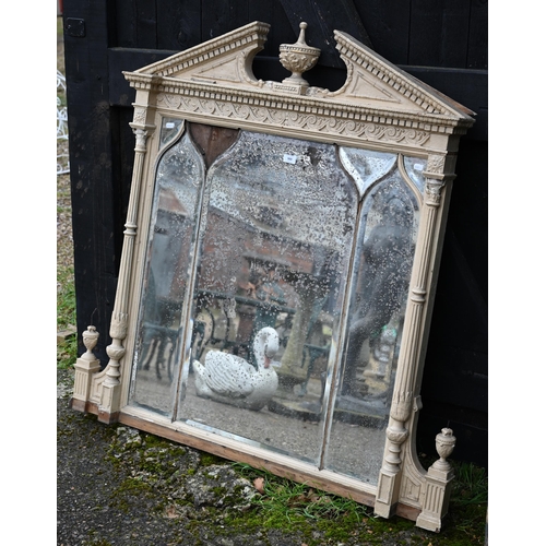 900 - A Georgian Adam style over mantel mirror, the broken arched pediment centred by an urn over Arabic a... 