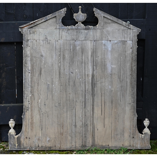 900 - A Georgian Adam style over mantel mirror, the broken arched pediment centred by an urn over Arabic a... 