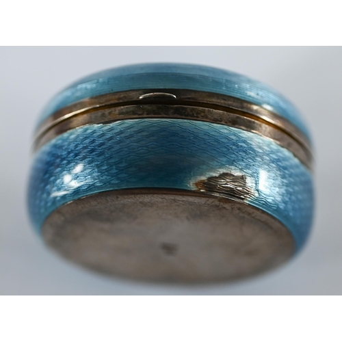 112 - A Scandinavian .935 standard silver, gilt and guilloche enamel pill-box, 4cm diameter, to/w and Indi... 