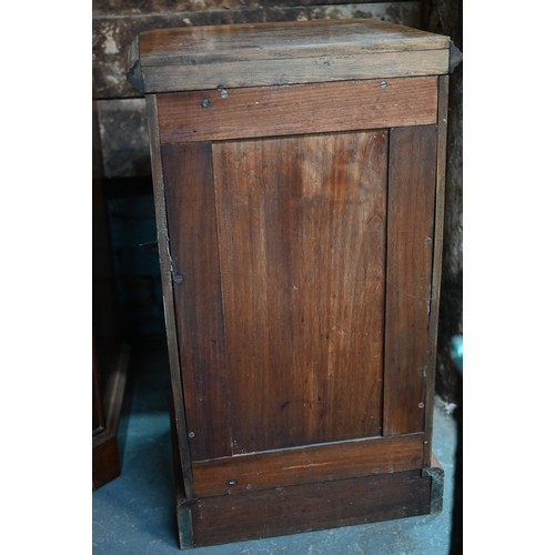 910 - A pair of Victorian mahogany four drawer pedestals, with twin turned knobs and canted corners, 46 cm... 