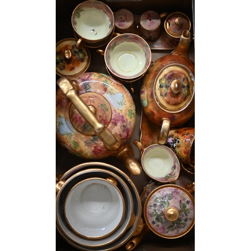 427 - A quantity of Baron pottery 'Atchin Tan' pattern dinner/tea wares and a set of ten pressed glass cha... 