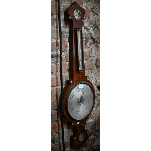 110 - Geo Fagioli, 3 Gt. Warner St, London, a Victorian rosewood barometer with engraved silvered dial, le... 