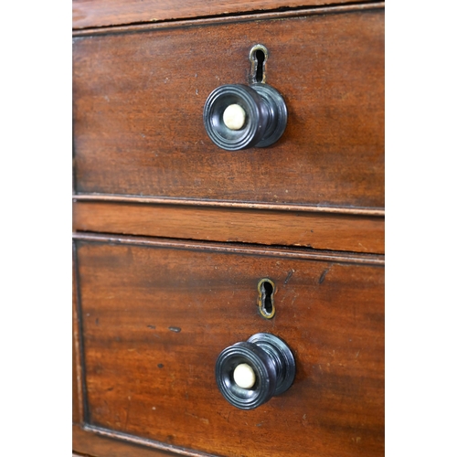 120 - A mid 19th century Scottish mahogany chest, centred by a deep hat drawer flanked by two short drawer... 