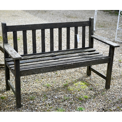 100 - A weathered teak garden bench