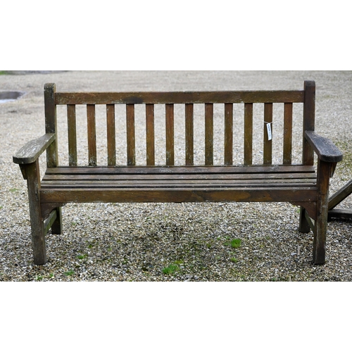 101 - A weathered teak garden bench