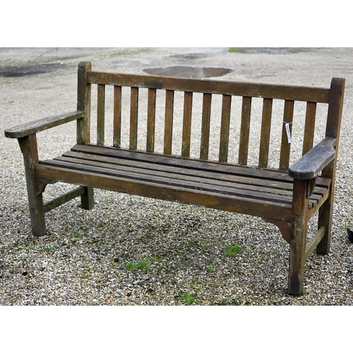 101 - A weathered teak garden bench