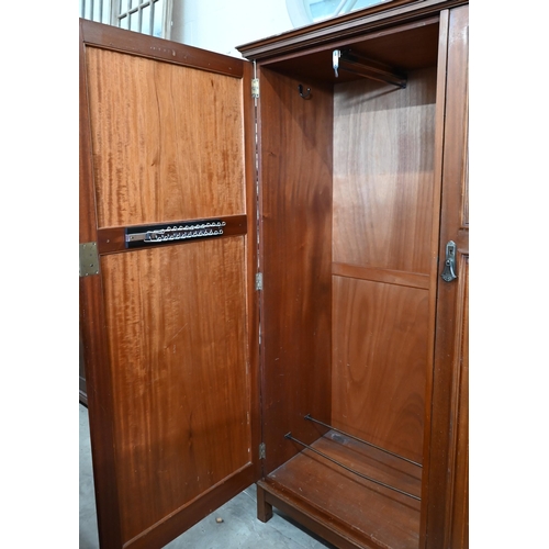 129 - 'Sopwith & Co Newcastle upon Tyne' Sheraton revival compactum wardrobe with twin-panelled doors ... 