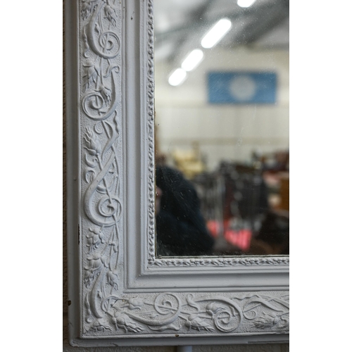 163 - A 19th century painted gesso overmantel mirror, floral moulded frame, 105 x 78 cm