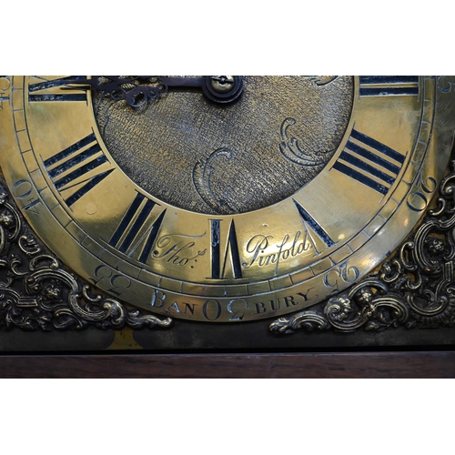 167 - Thomas Pinfold, Banbury - A 30 hour oak longcase clock with brass dial c/w weight, pendulum and case... 