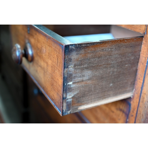 179 - A 19th century mahogany chest of two short over three long drawers with turned handles, 106 cm wide ... 