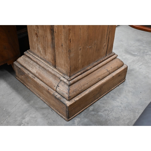 182 - A large waxed pine square pedestal/stand 62 x 62 x 94 cm high