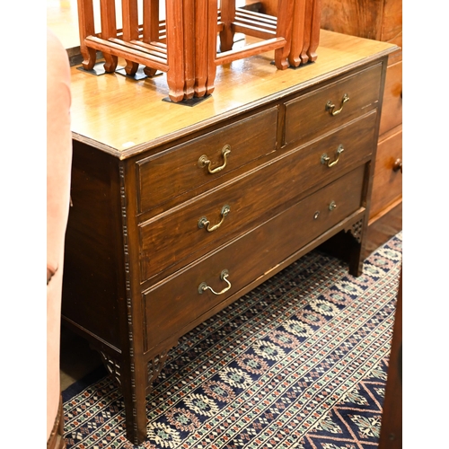 201 - # An Edwardian walnut chest of two short and two long drawers (a/f, missing handle) 108 x 50 x 78 cm... 