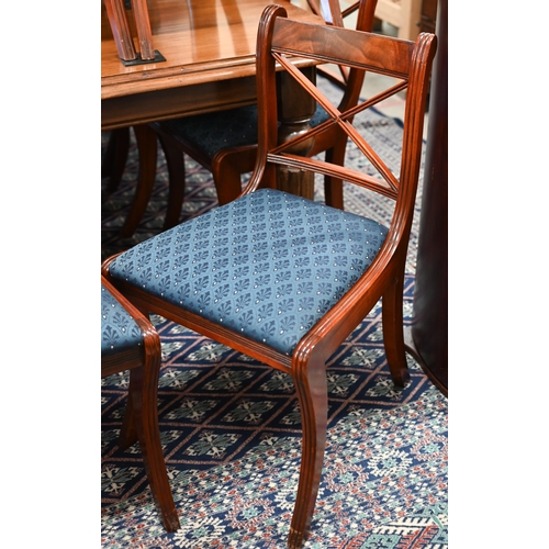 215 - Twelve 'Reprodux' Regency-style dining chairs, with palmette blue fabric seats