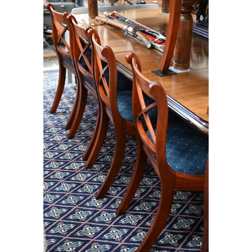 215 - Twelve 'Reprodux' Regency-style dining chairs, with palmette blue fabric seats