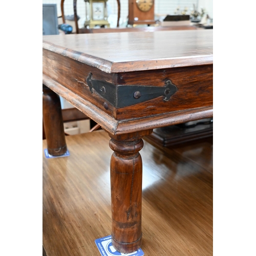 217 - An Indian Sheesham 'Thakat' coffee table on turned legs, 134 cm wide x 75 cm deep x 46 cm high