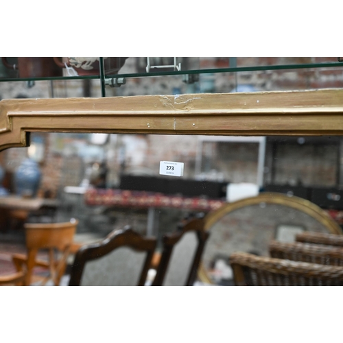 273 - A Victorian giltwood and composite framed over-mantel mirror, 130 cm h x 105 cm w