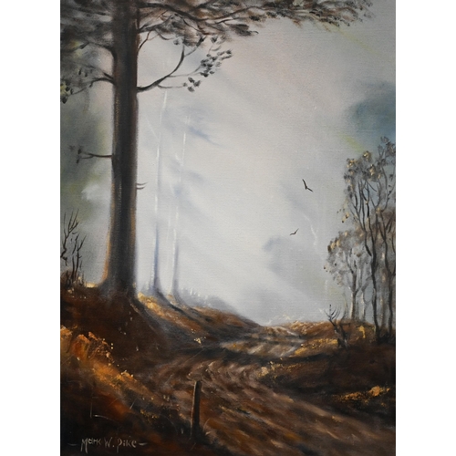 302 - Three pictures - Mark W Pike - Tall tree, oil on canvas, signed lower left, 59 x 44 cm; B D Horswell... 