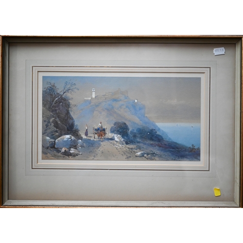 303 - Five Victorian watercolours - E W Cooke - 'On the Cornish Coast', signed and dated 1865, 17 x 25 cm;... 