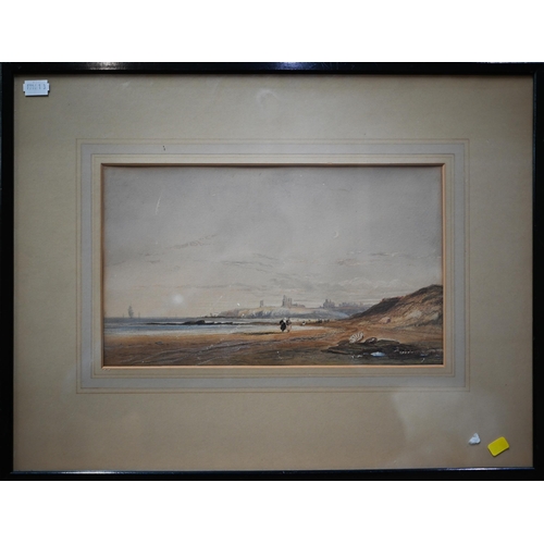 303 - Five Victorian watercolours - E W Cooke - 'On the Cornish Coast', signed and dated 1865, 17 x 25 cm;... 