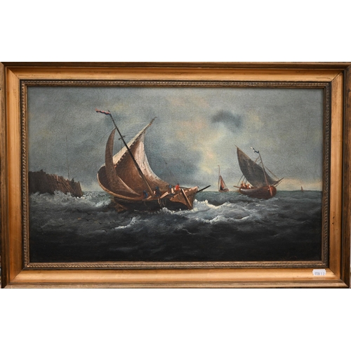 306 - 19th century English school - Marine scene, oil on canvas, 31 x 51 cm