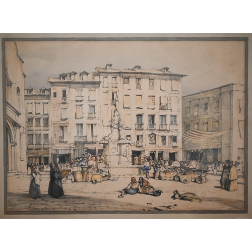 308 - Two lithograph of Spanish city scenes Madrid and Seville, 25.5 x 36 cm (2)