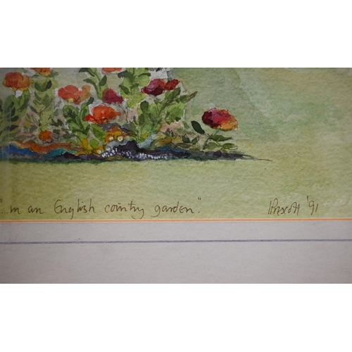 309 - Joyce Percival - Anemonies, gouache, 35 x 24 cm; Prescott - '...in an English country garden', water... 