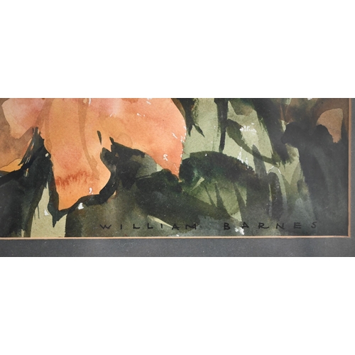 321 - William Barnes - Floral study, watercolour, signed lower right, 27 x 39 cm and Wendy Clouse - Tracto... 