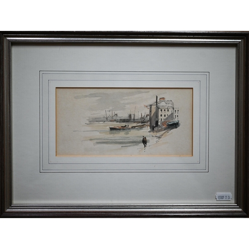 356 - Pair of unsigned pen, ink and wash studies of river bank scenes, 10 x 20 cm (2)