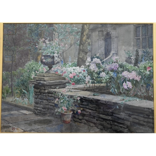 358 - R S Mayer - 'A garden in Dickens land', watercolour, signed and dated '20 lower left, 27 x 38 cm to/... 