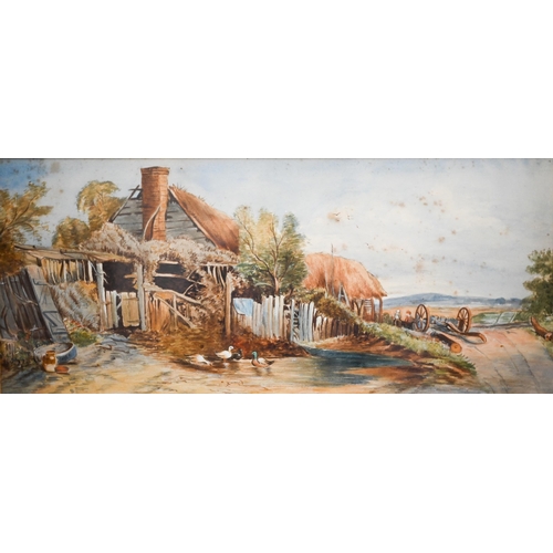 359 - # Two 19th century watercolour views of a country lane, 19 x 44 cm (2)