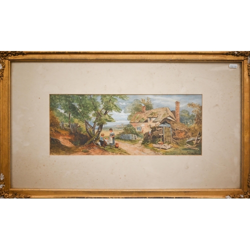 359 - # Two 19th century watercolour views of a country lane, 19 x 44 cm (2)