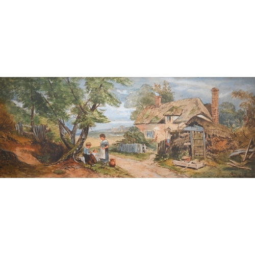 359 - # Two 19th century watercolour views of a country lane, 19 x 44 cm (2)