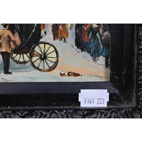 360 - W Sita - The Arc de Triomphe, Paris, oil on board, signed lower right, 20 x 40 cm