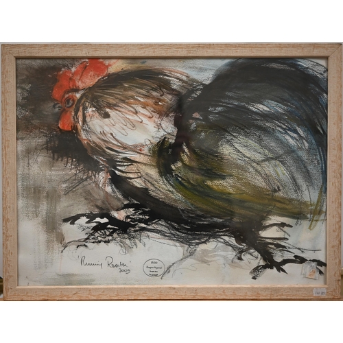 361 - Georgina Maynard - 'Running Rooster', watercolour, signed and dated 2009, 41 x 56 cm