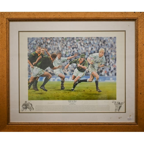 371 - After Peter Cornwell - 'Will to win', ltd ed rugby print numbered 400/495, pencil signed by Will Gre... 