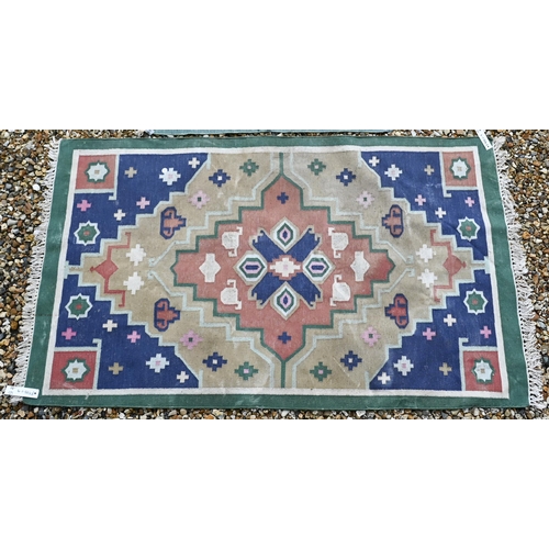 381 - Two geometric flatweave kelim rugs, 161 x 81 cm and 96 x 63 cm (2)