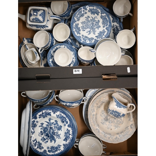 414 - A large Victorian blue and white Willow pattern meat dish, to/w a quantity of Victorian and later 'A... 