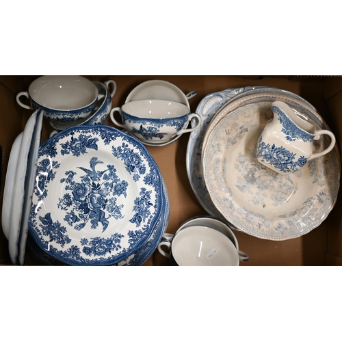 414 - A large Victorian blue and white Willow pattern meat dish, to/w a quantity of Victorian and later 'A... 