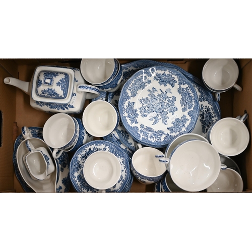 414 - A large Victorian blue and white Willow pattern meat dish, to/w a quantity of Victorian and later 'A... 