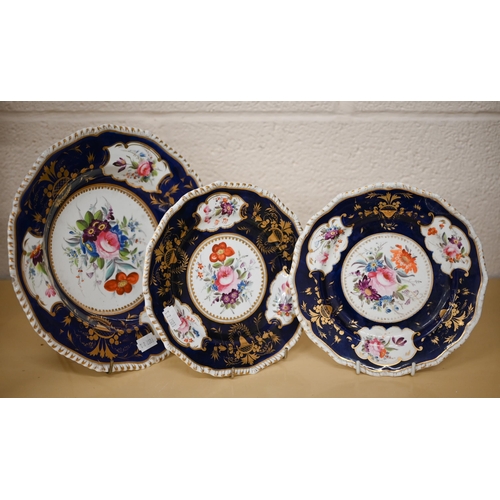 418 - Twelve various early 19th century Derby plates (from the same service), painted with floral sprays w... 