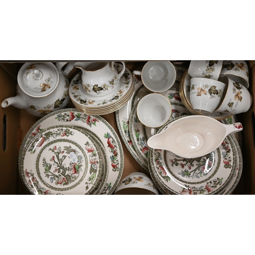 436 - A Johnson Bros 'Indian Tree' dinner service to/w a Royal Doulton 'Larchmont' tea service (box)