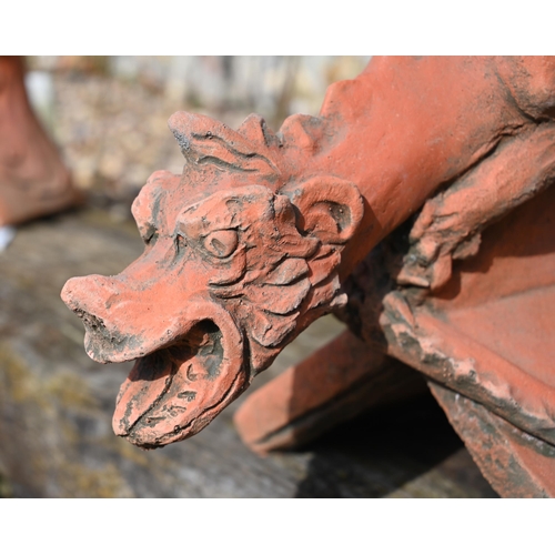 45 - A reconstituted aged terracotta 'dragon' ridge tile, 43 cm high 
