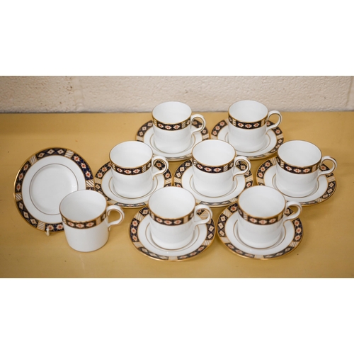 458 - A Royal Crown Derby set of eight 'Kedleston' coffee cans and saucers, 1986