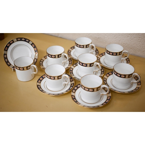 458 - A Royal Crown Derby set of eight 'Kedleston' coffee cans and saucers, 1986