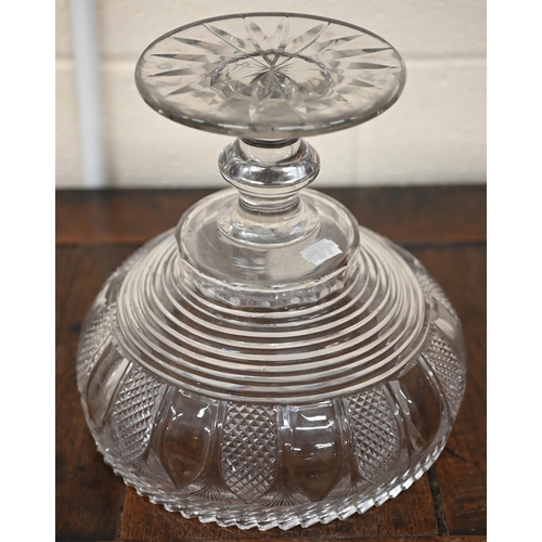 459 - A 19th century large cut glass fruit comport on baluster stem and star-cut base 25 cm diam x 24 cm d... 