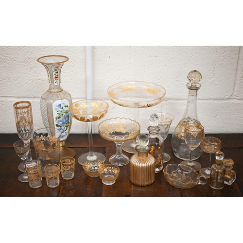 463 - A selection of 19th Century and later gilt-decorated glassware (box)