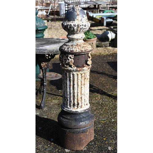 50 - An old cast iron pillar by Glenfield Com Ltd, to/with an antique heavily weathered cast iron hydrant... 